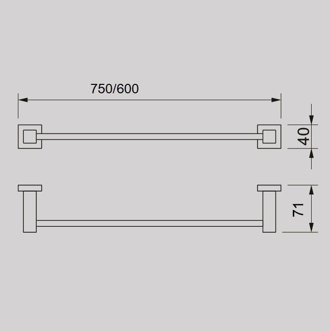 QUBI Single towel rail in Chrome Accessories ECT 