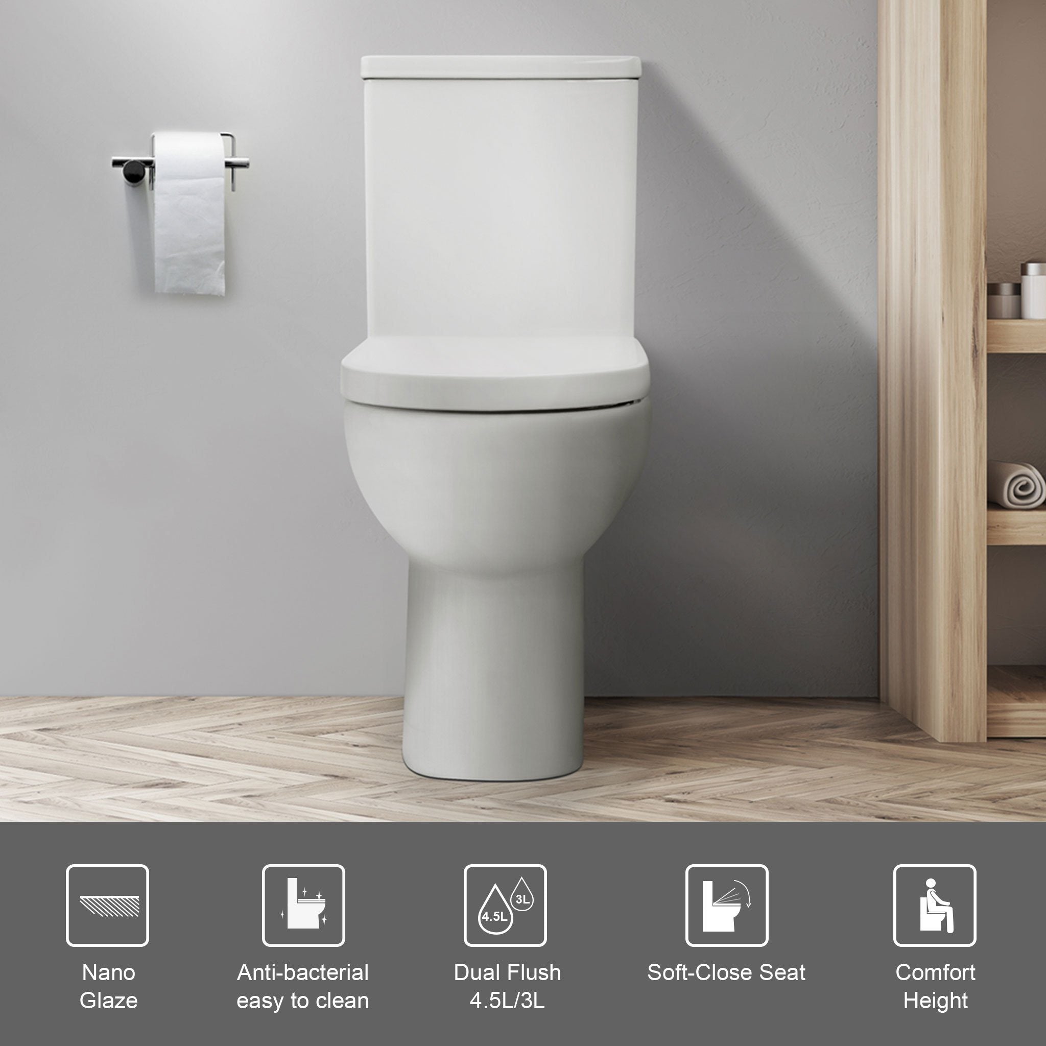 Qubi Wall Faced Boxed Rim Toilet Suite - TOILETQUBI Toilets ECT 