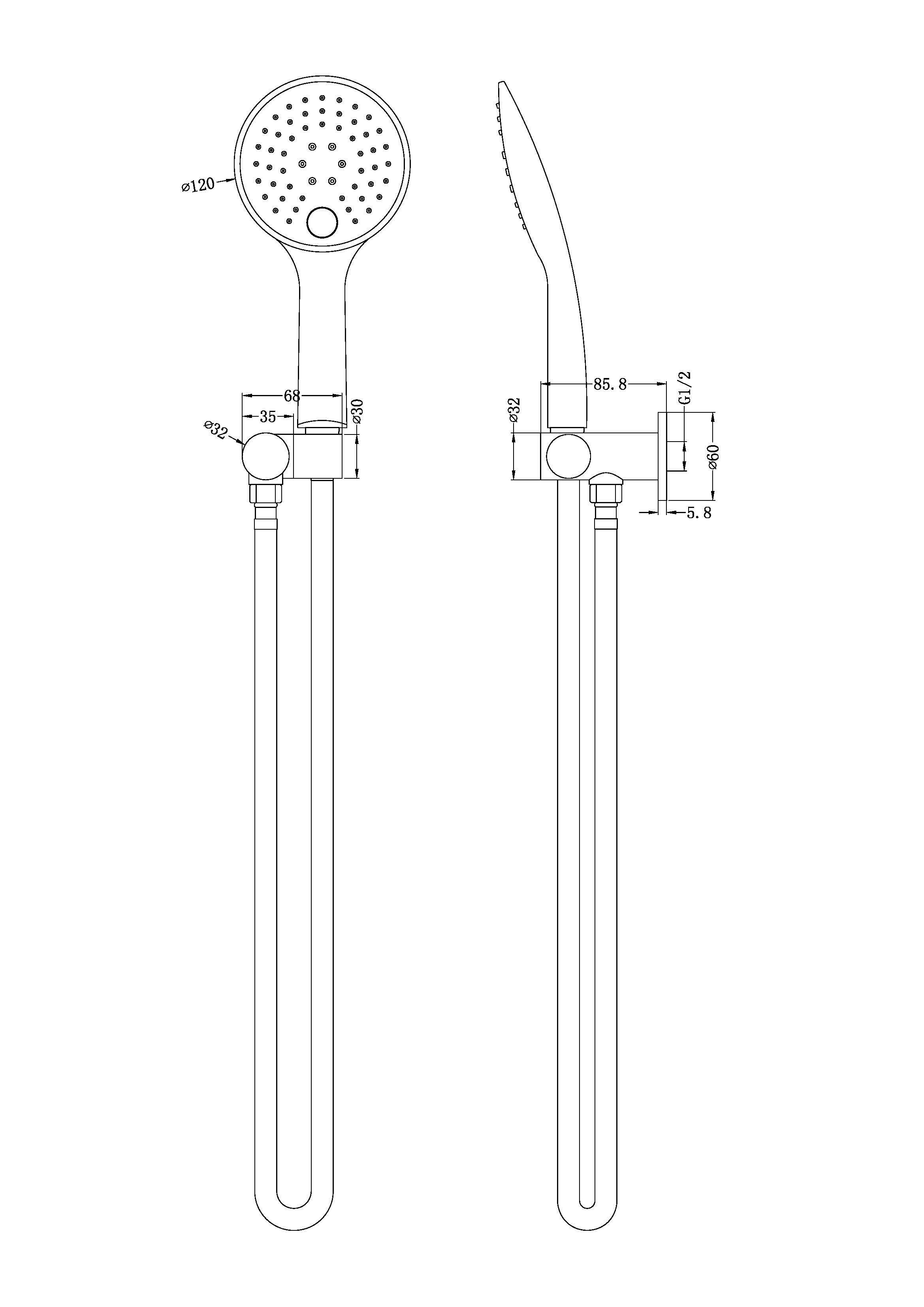 Rain 3 Function Rail Shower Bracket Chrome YSW305-CH Showers Nero 