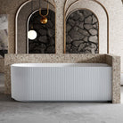 RORY 1500mm V-Groove Fluted Right Corner Free Standing Bathtub Gloss White Baths AROVA 