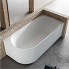 RORY 1500mm V-Groove Fluted Right Corner Free Standing Bathtub Gloss White Baths AROVA 