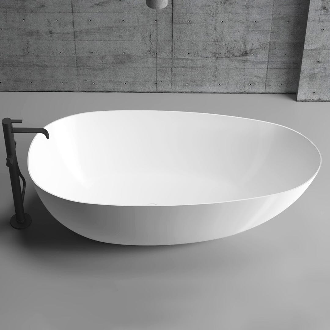 RUBI 1700mm Egg Shape Oval Freestanding Bath Gloss White Baths AROVA 