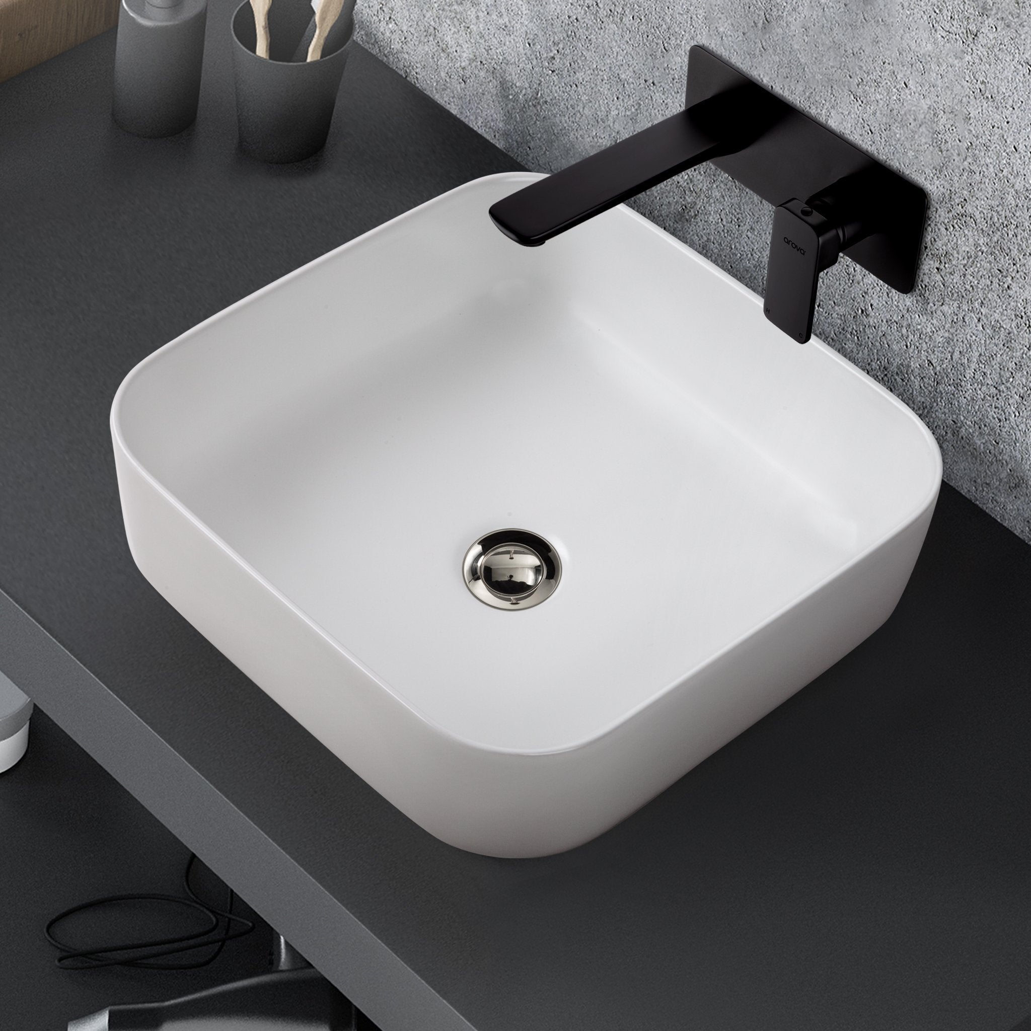 SEINE 38 Above Counter Basin Matt White Basins Arova 