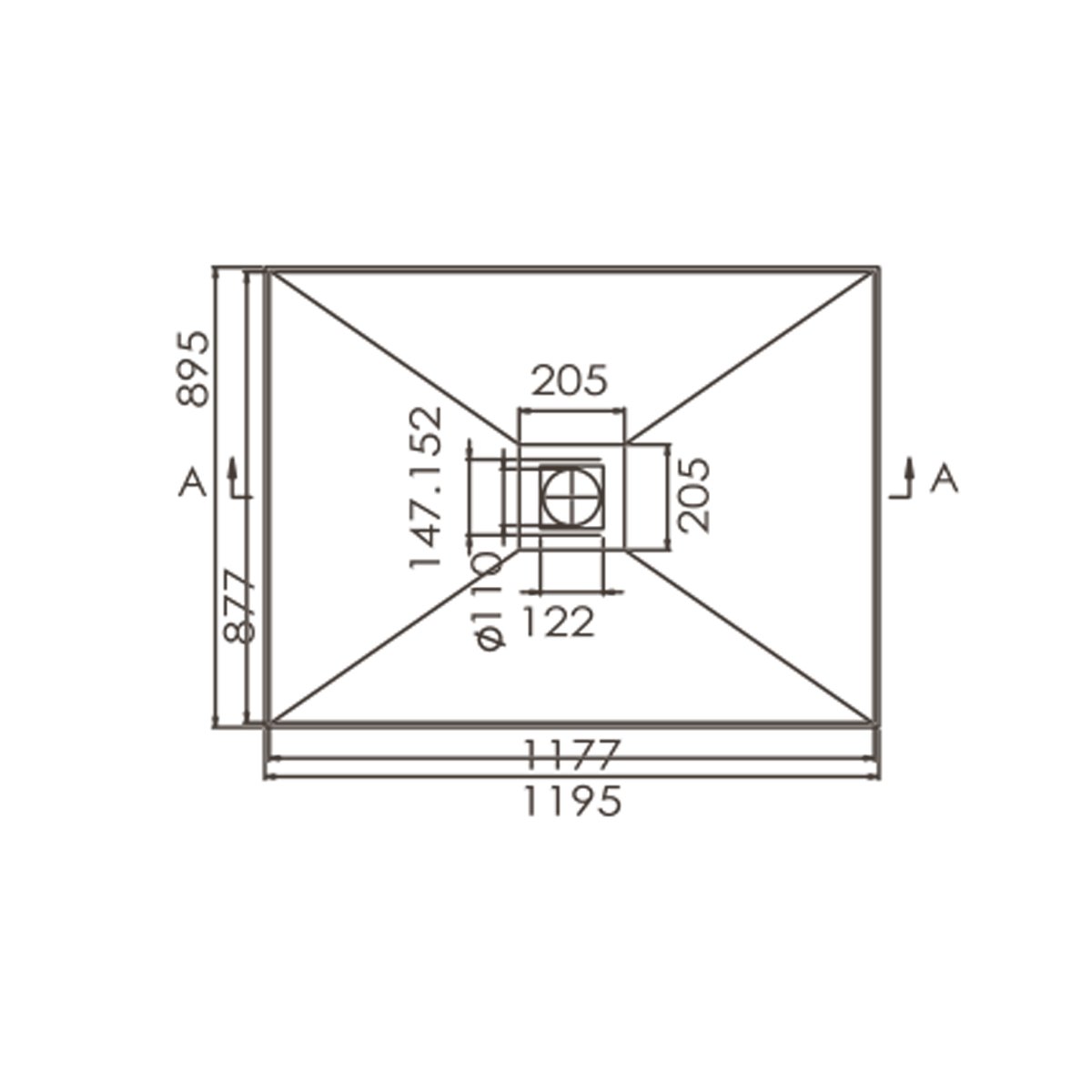 Shower Base Tile Tray 1200*895mm Centre Waste showers ECT 