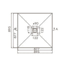 Shower Base Tile Tray 900*900mm Centre Waste showers ECT 