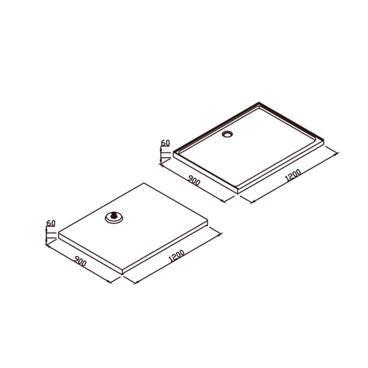 SMC Shower Base 1200x900 Rear Waste showers ECT 