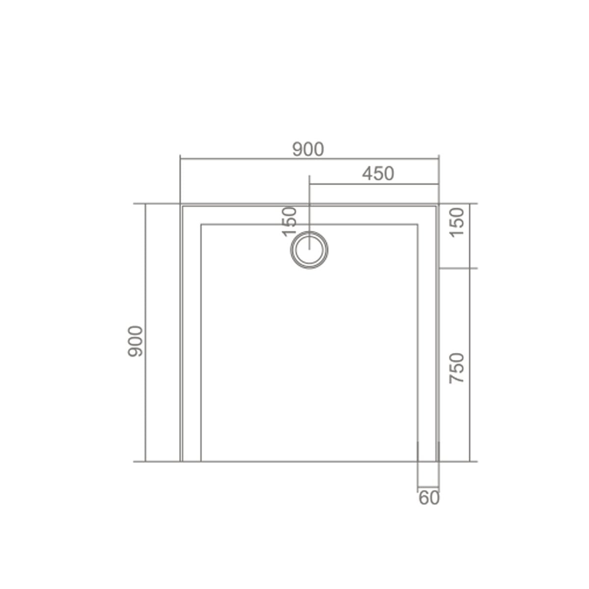 SMC Shower Base 900x900 Rear Waste showers ECT 