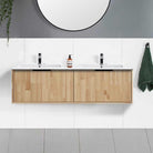 Somer 150cm Timber Wall Hung Bathroom Vanity - Double Bowl Vanities & Mirrors Arova Ceramic Top with Integrated Basin - 