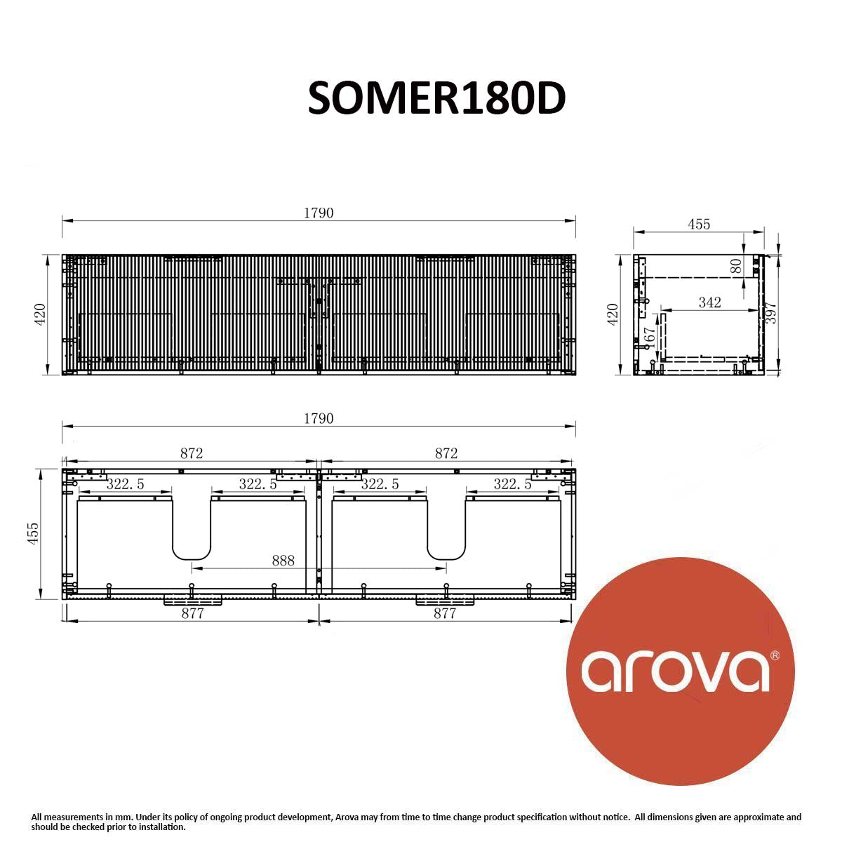 Somer 180cm Timber Wall Hung Double Bathroom Vanity Vanities & Mirrors Arova 