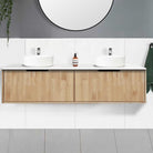 Somer 180cm Timber Wall Hung Double Bathroom Vanity Vanities & Mirrors Arova BLISS Speckled Stone Top 2XCB1108N-Round Gloss White Basin 