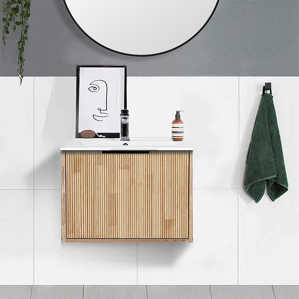 Somer 60cm Timber Wall Hung Bathroom Vanity Vanities & Mirrors Arova Ceramic Top with Integrated Basin - 