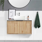 Somer 75cm Timber Wall Hung Bathroom Vanity Vanities & Mirrors Arova BLISS Speckled Stone Top CB1108N-Round Gloss White Basin 