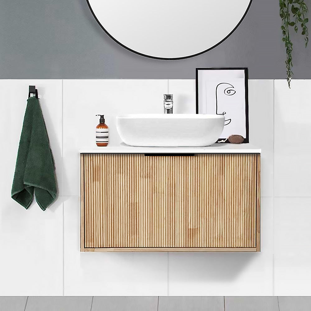 Somer 75cm Timber Wall Hung Bathroom Vanity Vanities & Mirrors Arova BLISS Speckled Stone Top CB1201N-Square Gloss White Basin 