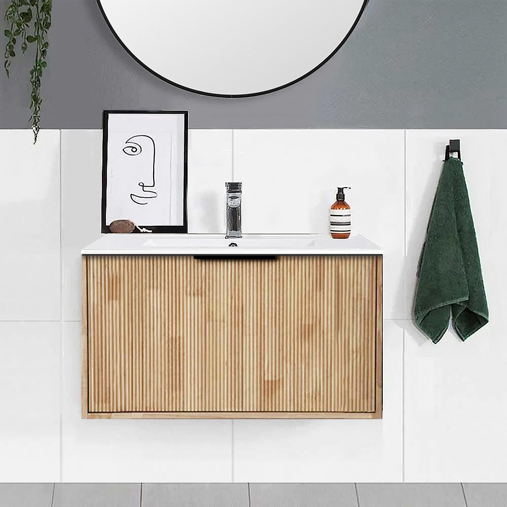 Somer 75cm Timber Wall Hung Bathroom Vanity Vanities & Mirrors Arova Ceramic Top with Integrated Basin - 