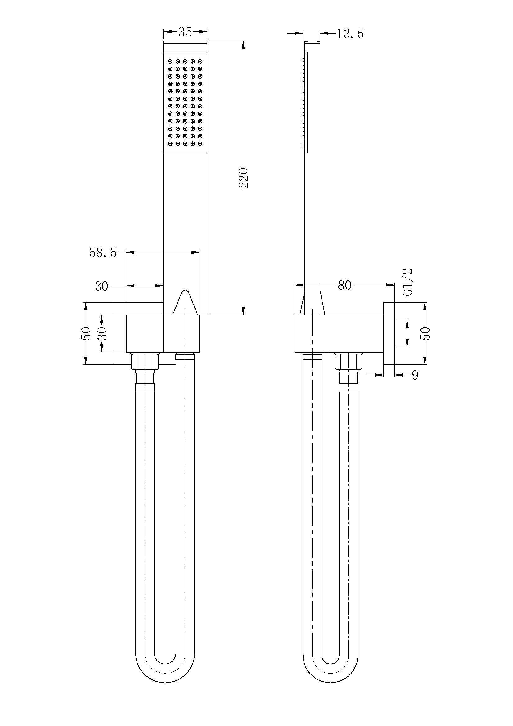 Square Shower on Bracket Chrome YSW309-CH Showers Nero 