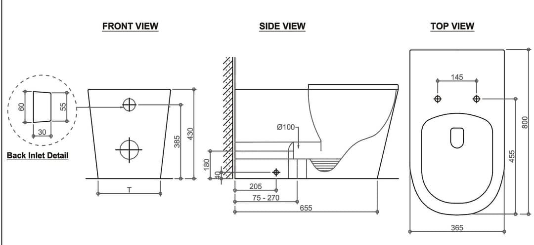 SUPERCARE Rimless In-wall Toilet Suite Toilets ECT 