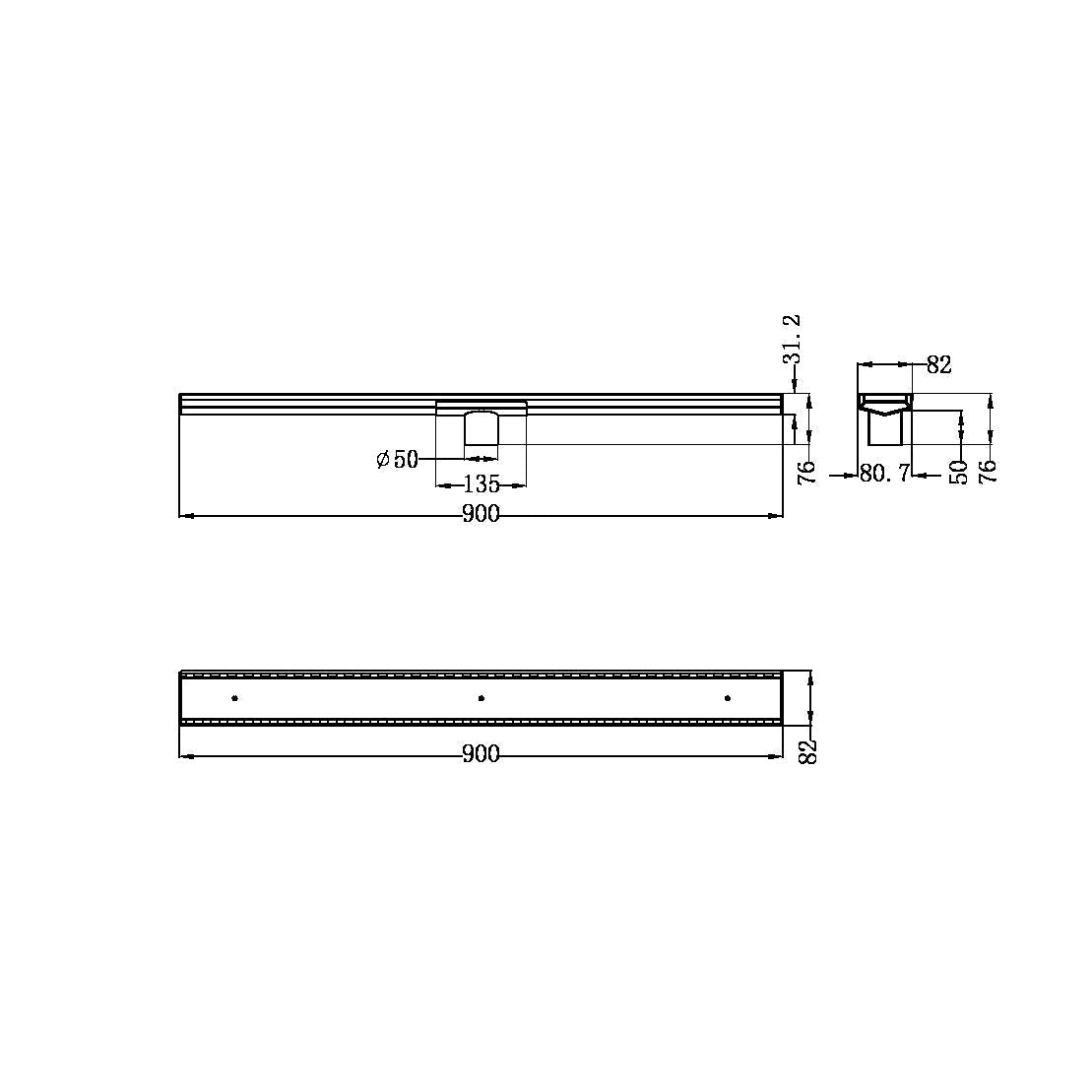 TILE INSERT V CHANNEL FLOOR GRATE 50MM OUTLET BN Shower Grate NERO 