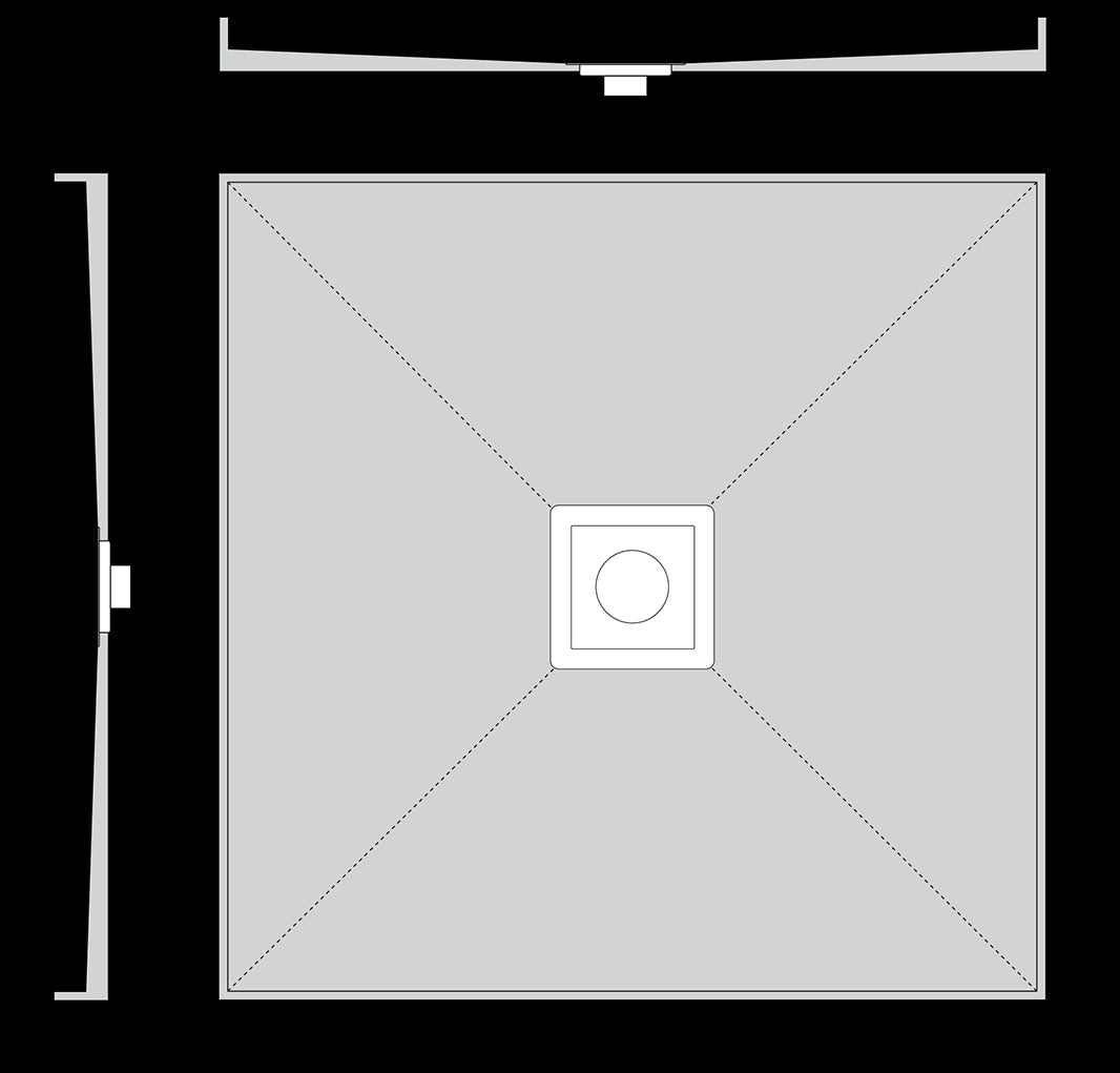 Tiled Shower Base Tile in Grate - Centre Waste Showers Universal Shower Base 910 x 910 