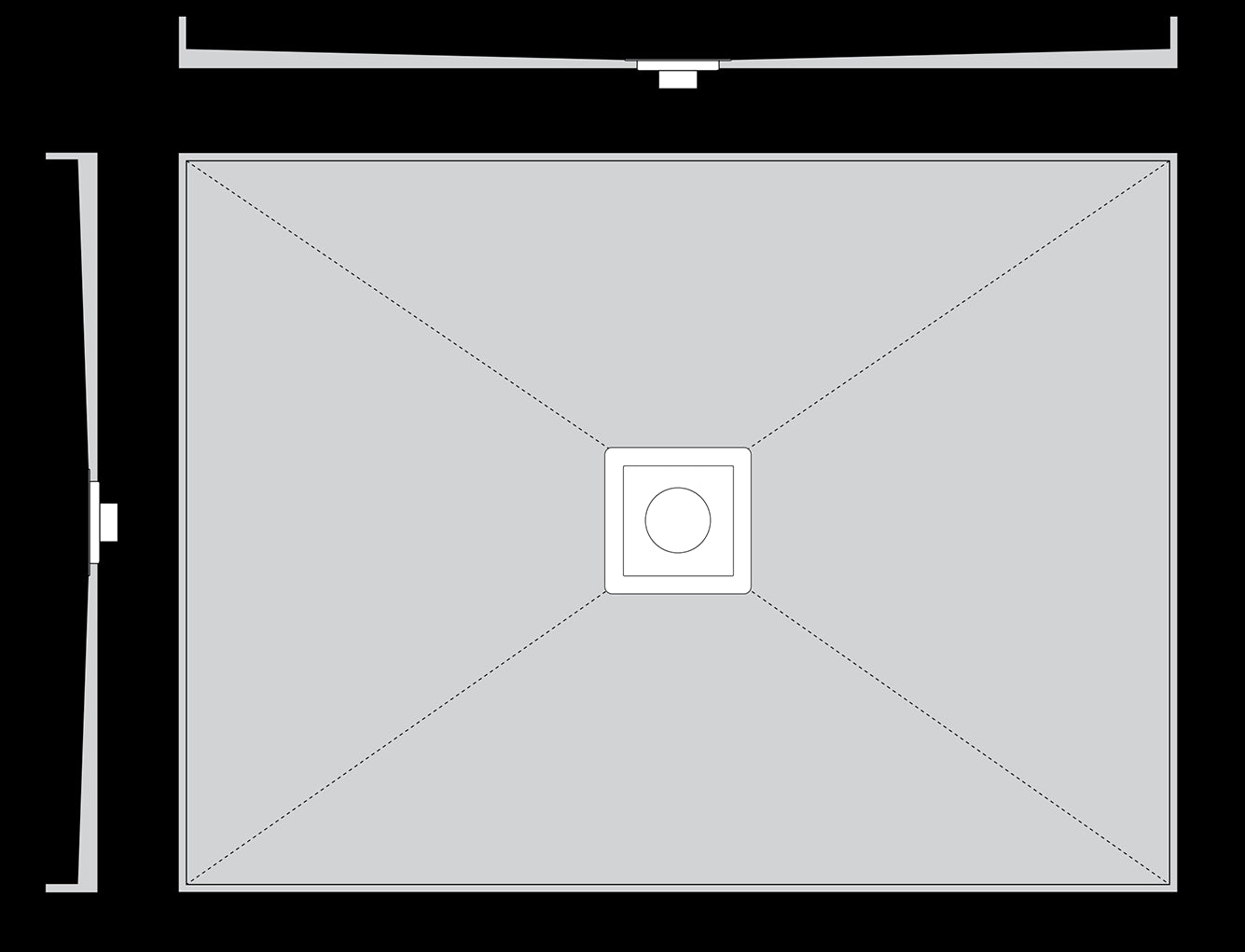 Tiled Shower Base with Puddle Flange - Centre Waste Showers Universal Shower Base 1230 x 910 