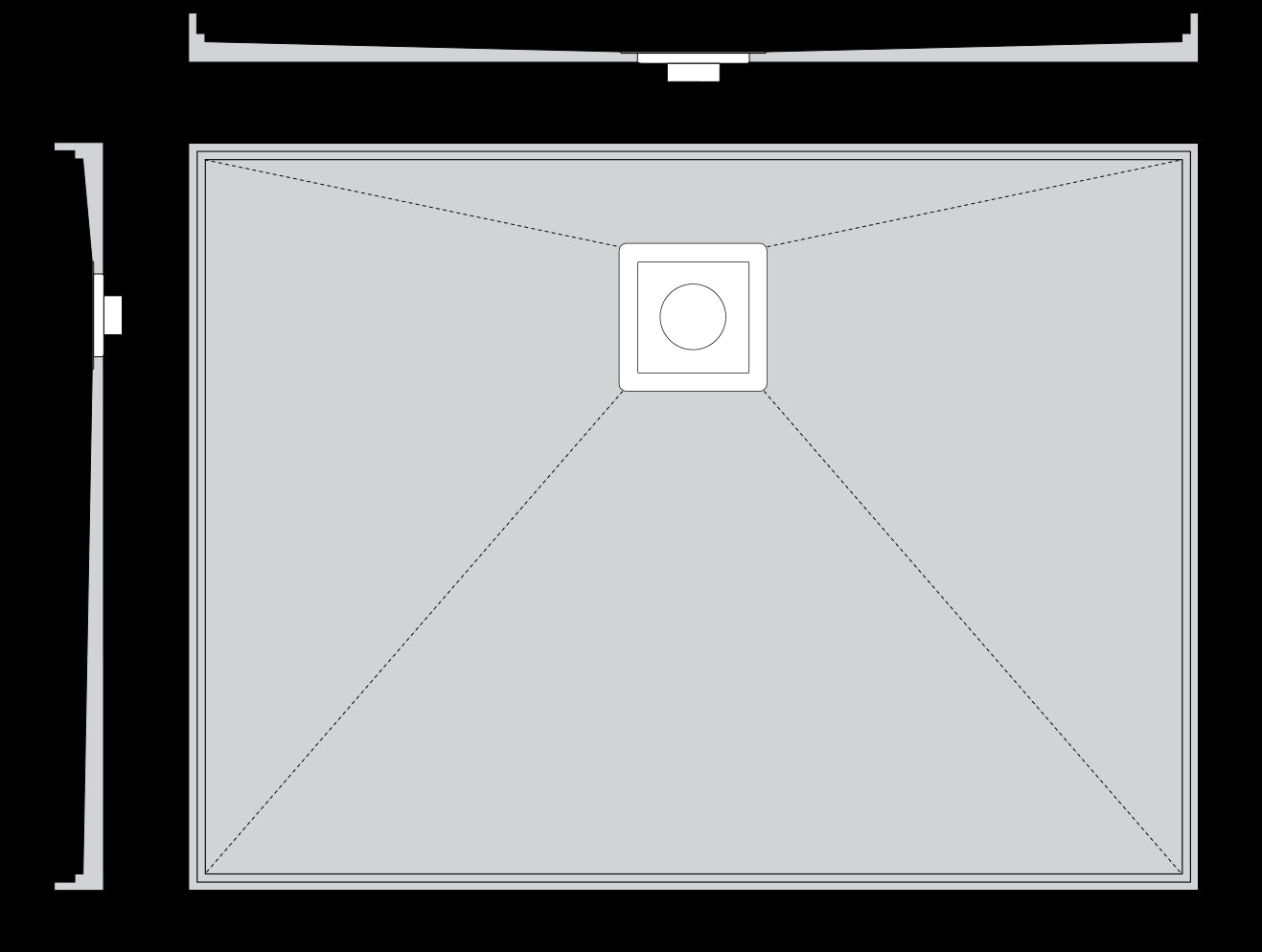 Tiled Shower Base with with S/S Slotted Lid - Rear Waste Showers Universal Shower Base 1230 x 910 