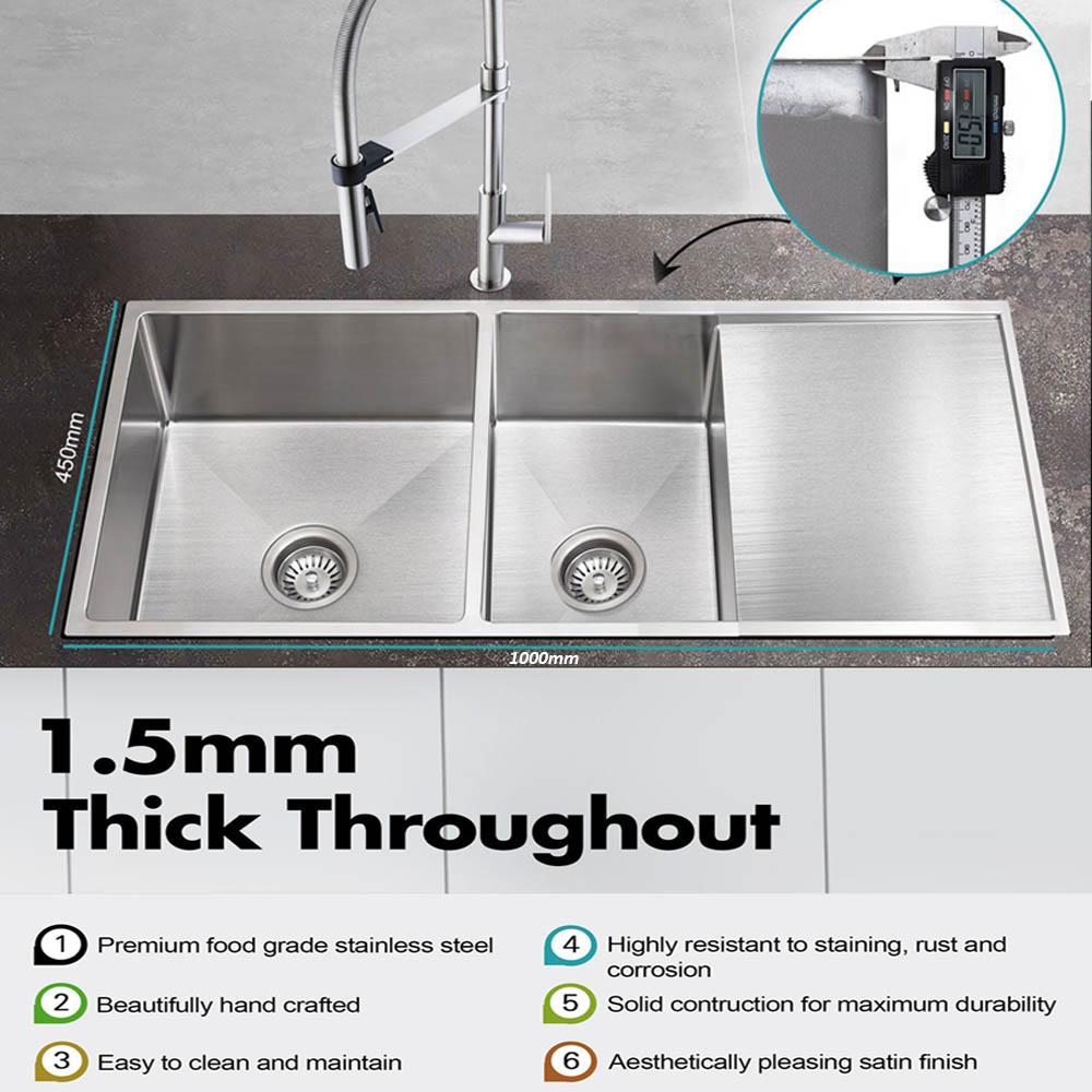 Ultimo 1-1/2 Bowls Sink with Drainer - SSD1045 Sinks Arova 