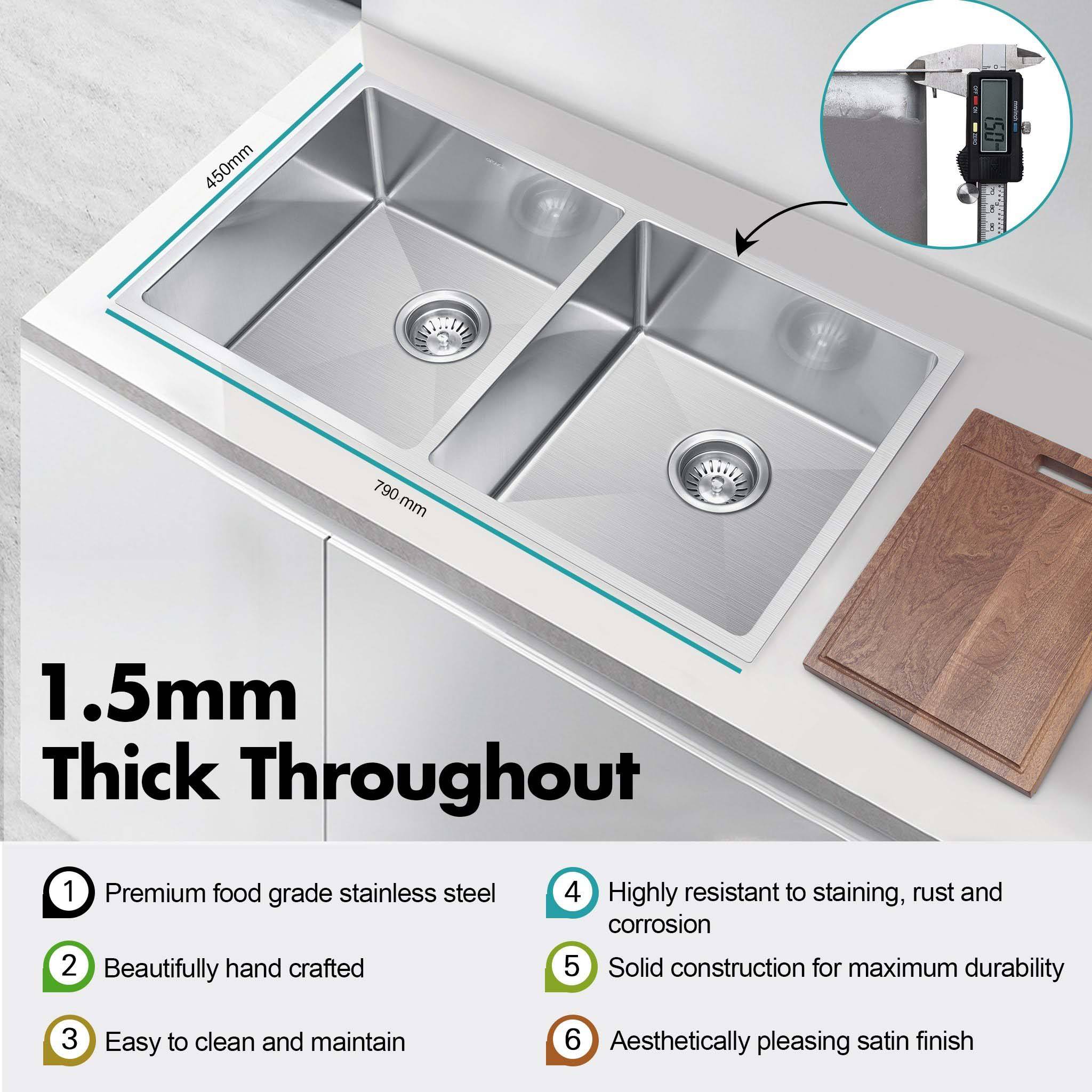 Ultimo 1.5mm double bowl sink - SSD7945D Sinks Arova 