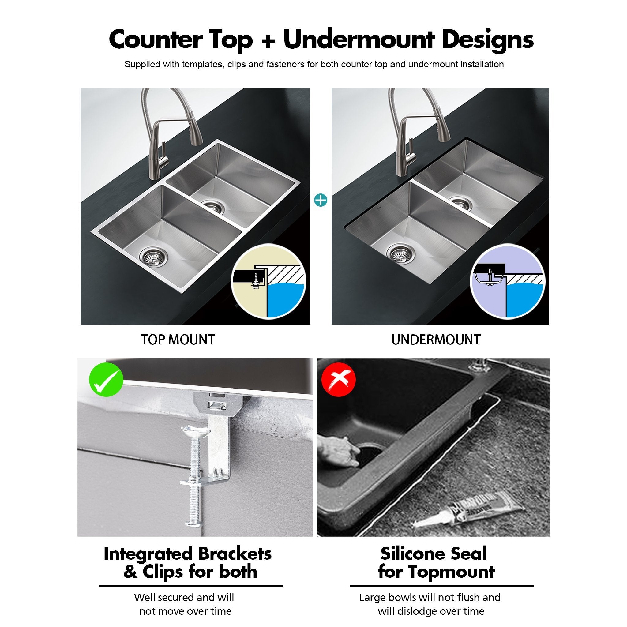 Ultimo 1.5mm double bowl sink - SSD8045D Sinks Arova Kitchens & Bathrooms 