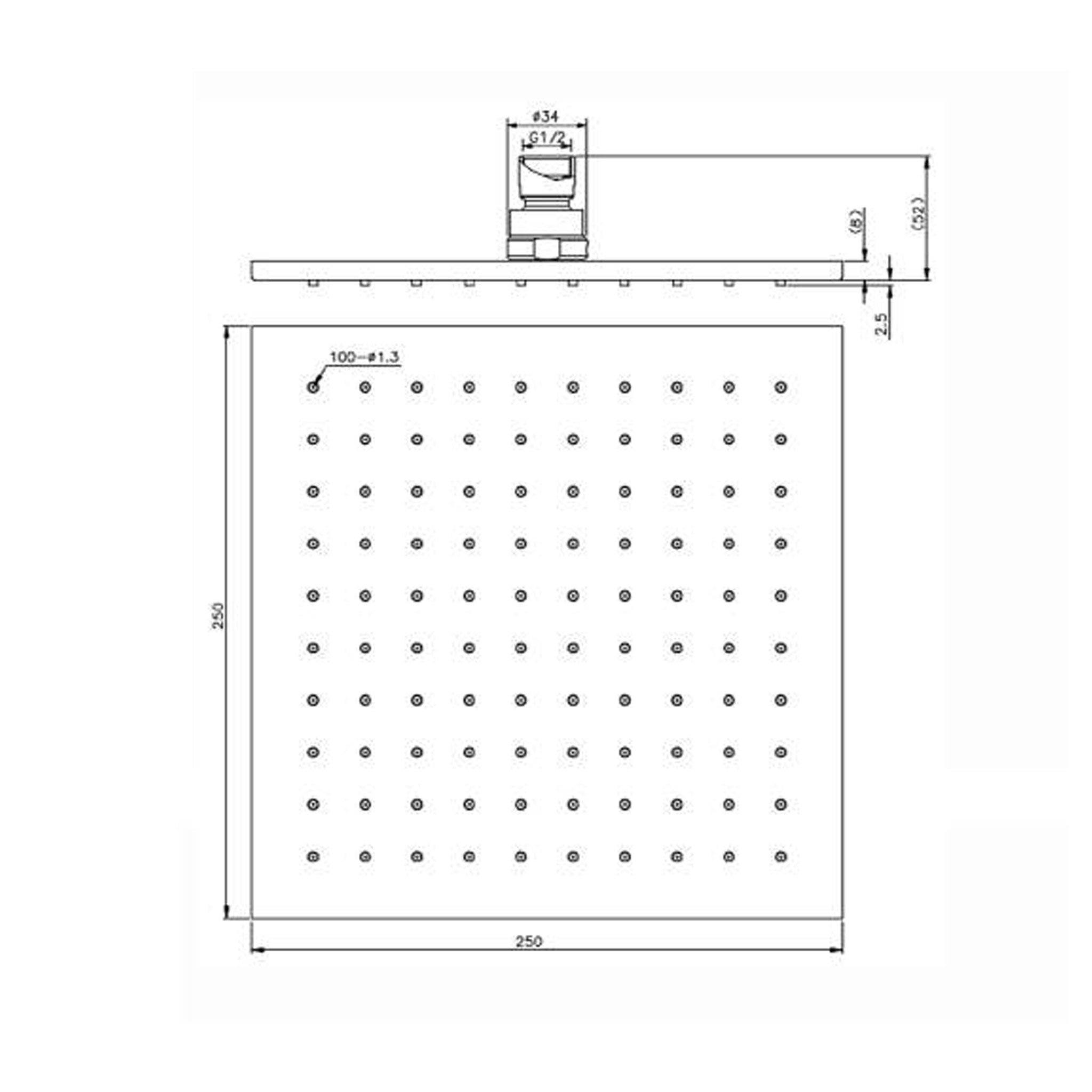 VIVA 250mm Square Overhead Shower Set Showers Arova 