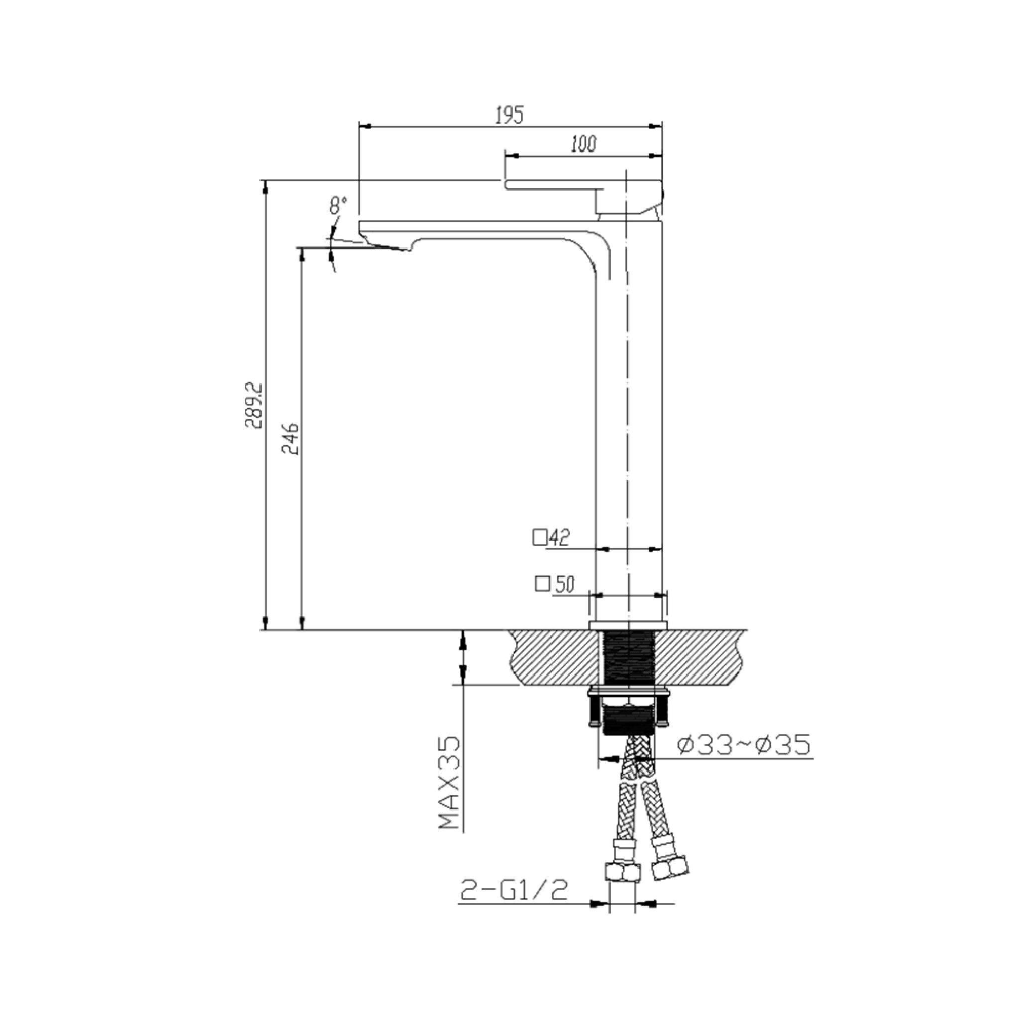 VIVA Tall Basin Mixer Black - BT-202B Tapware Arova 