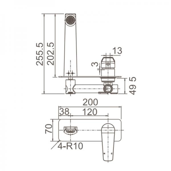 Wall Basin Faucet / Bathtub Mixer - WT1107 Tapware ECT 