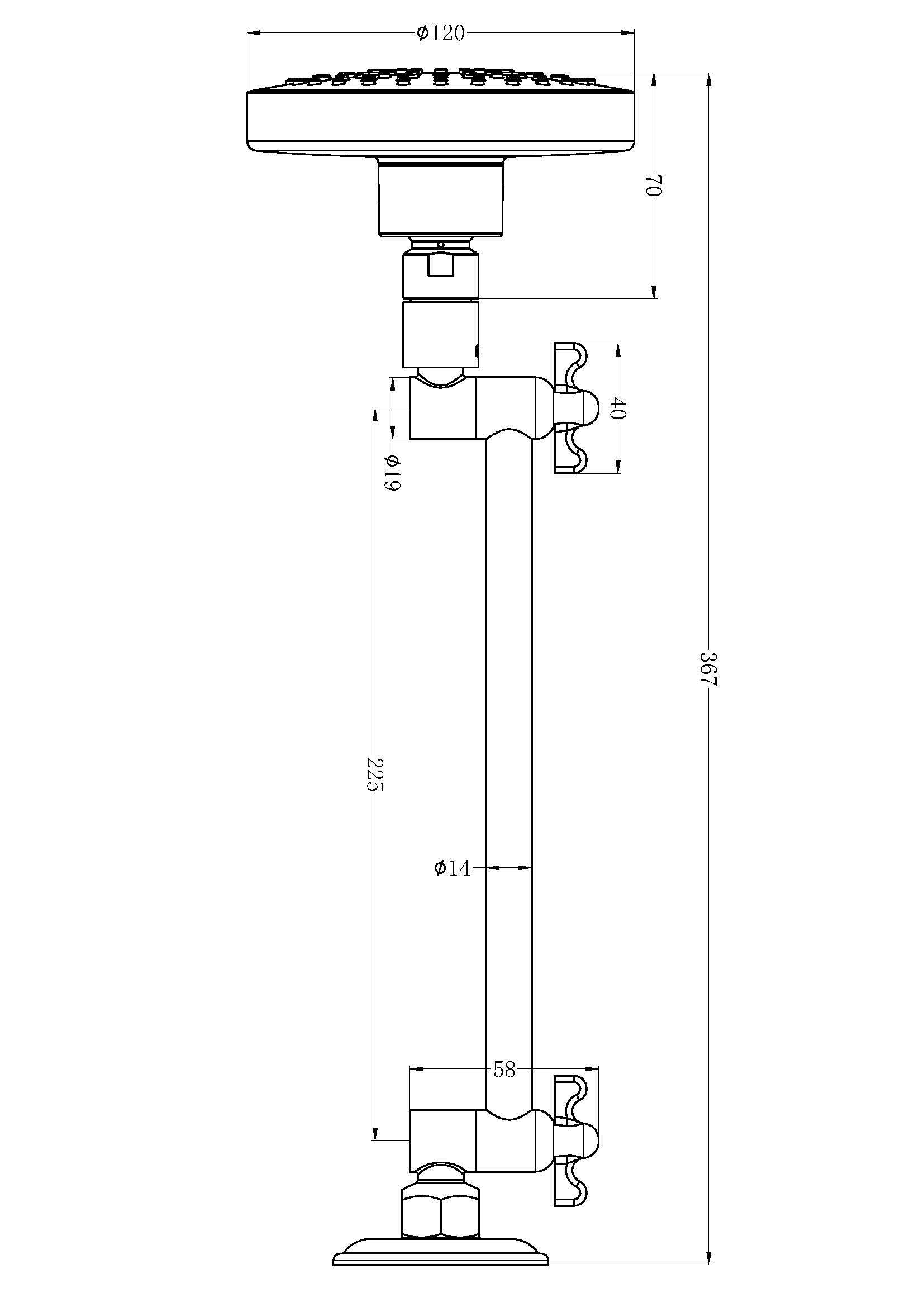 X Plus All Direction Shower Head Matte Black YSW2016-05-MB Showers Nero 