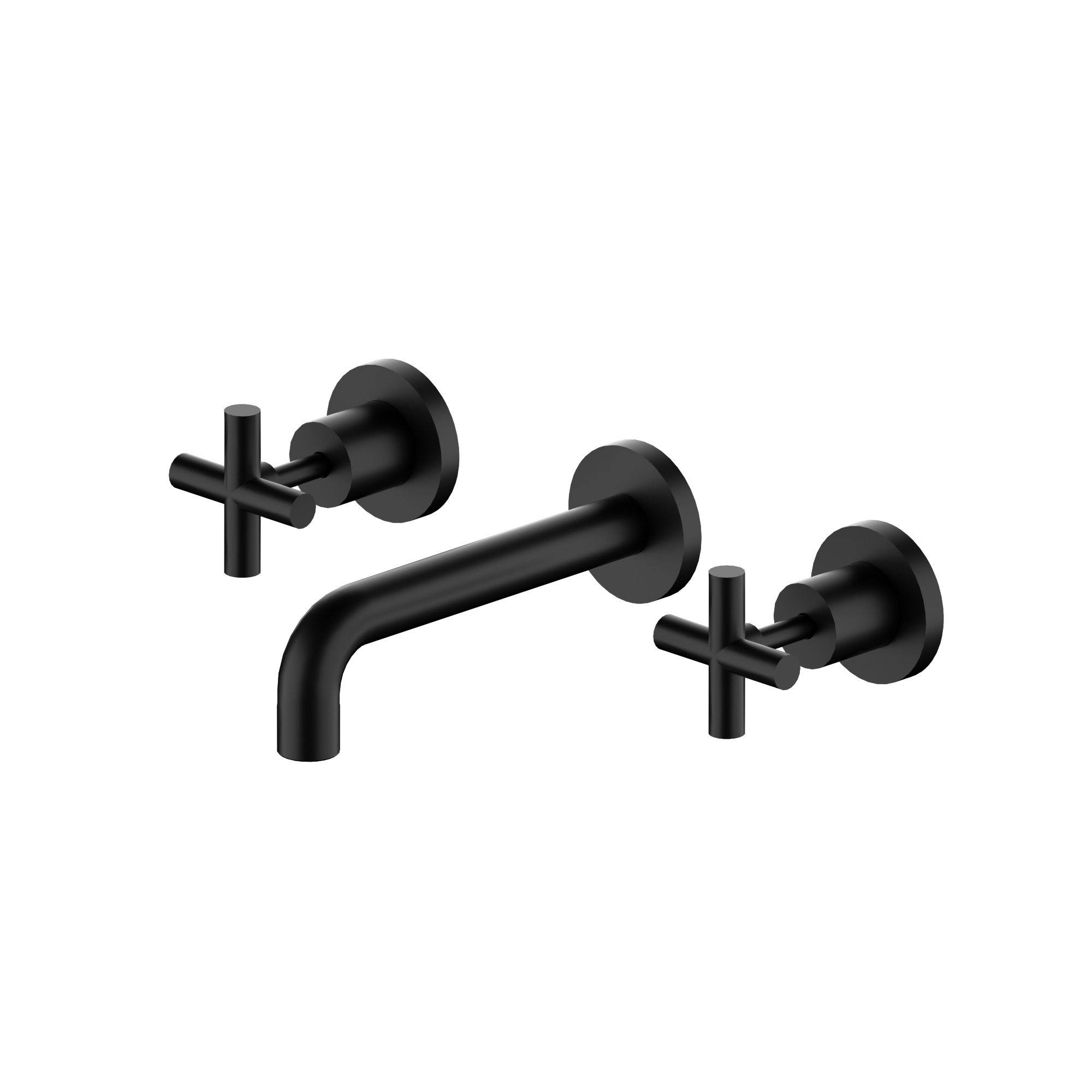 X Plus Wall Basin Set 180mm Spout Matte Black YSW2016-07B-MB Tapware Nero 