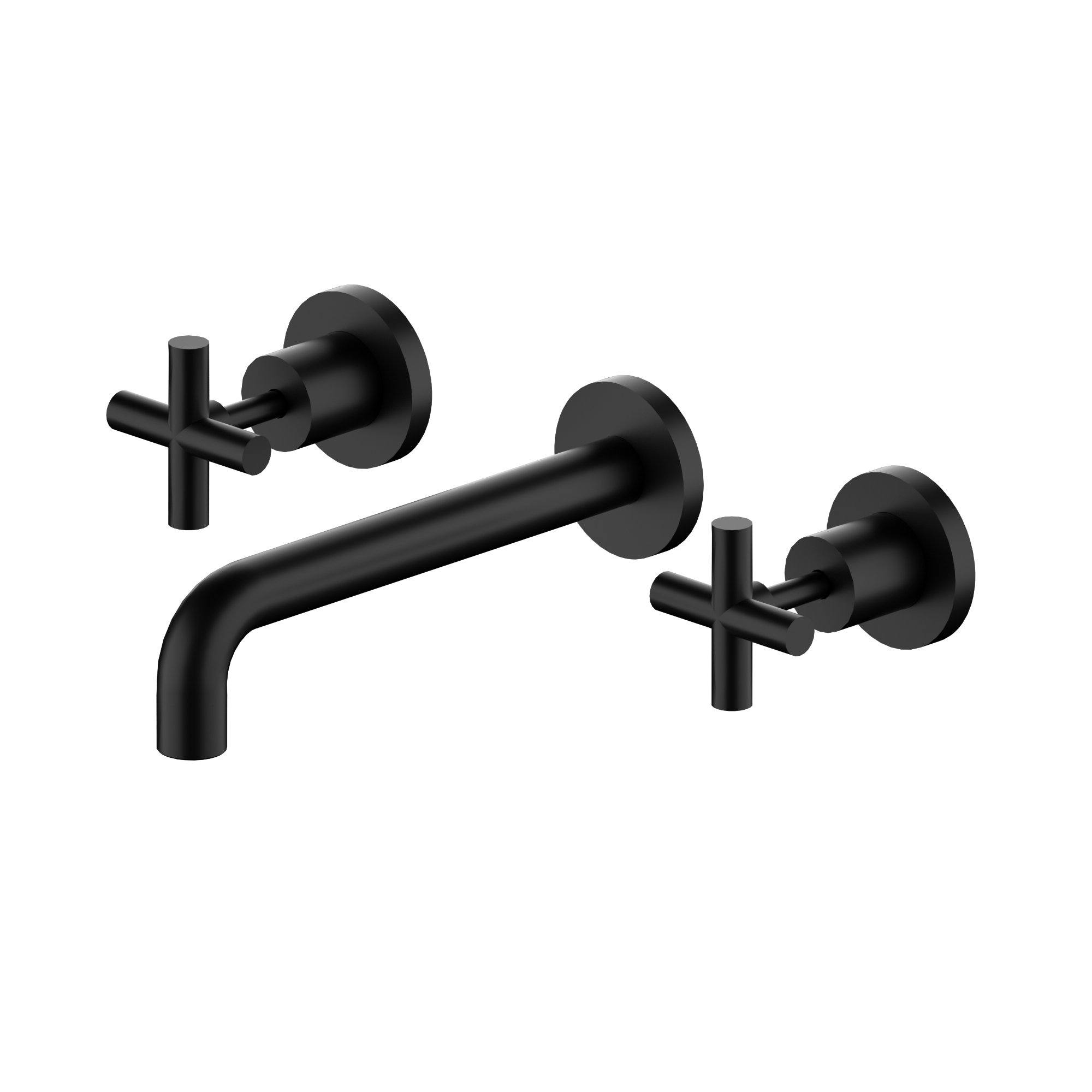 X Plus Wall Basin Set 215mm Spout Matte Black YSW2016-07A-MB Tapware Nero 